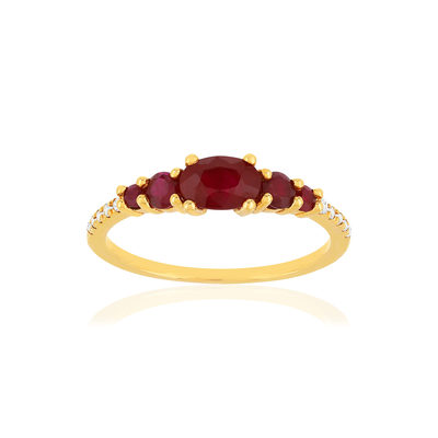 Bague or jaune 375 rubis diamants