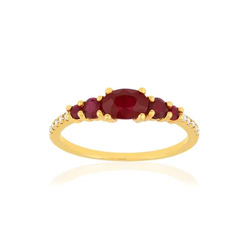 Bague or jaune 375 rubis diamants