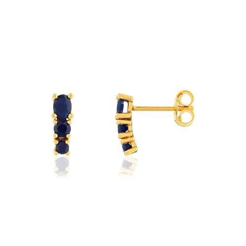 Boucles d'oreilles or jaune 375 saphirs