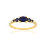 Bague or jaune 375 saphirs diamants - vue 1