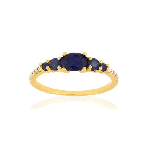 Bague or jaune 375 saphirs diamants