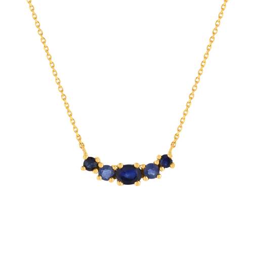 Collier or jaune 375 saphirs 43 cm