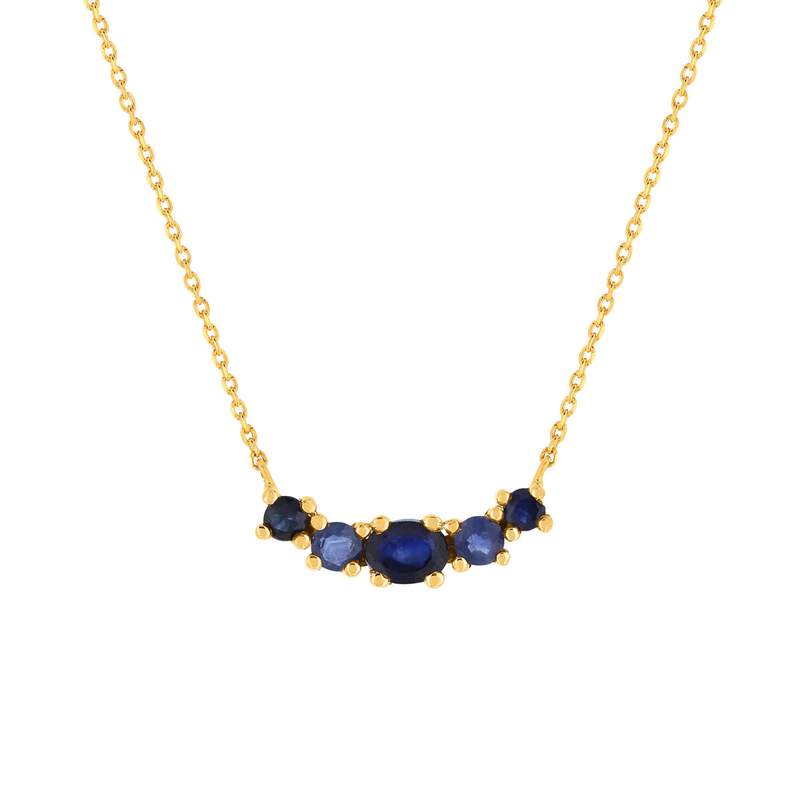 Collier or jaune 375 saphirs 43 cm - vue 1