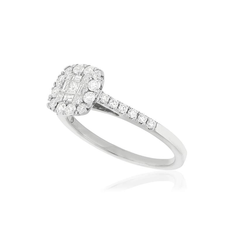 BAGUE or 750 blanc diamants - vue D1