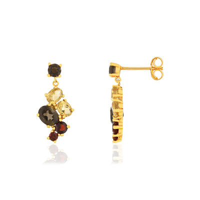 Boucles d'oreilles or jaune 375 pierres fines - vue 1