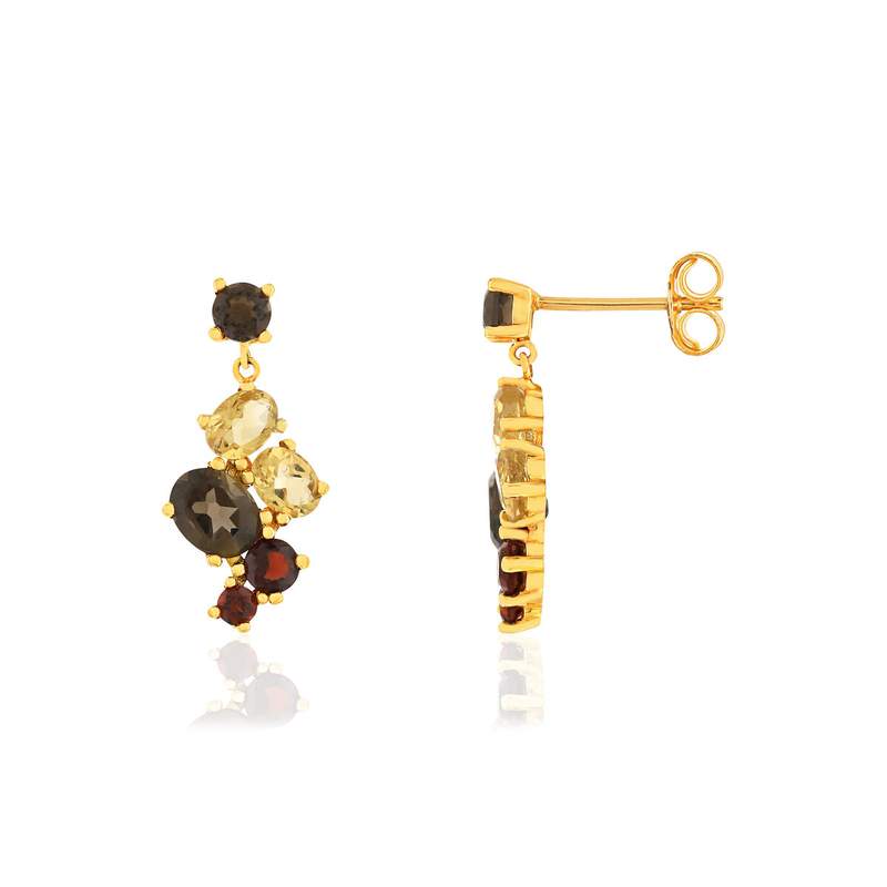 Boucles d'oreilles or jaune 375 pierres fines - vue 1