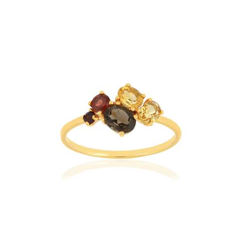 Bague or jaune 375 pierres fines
