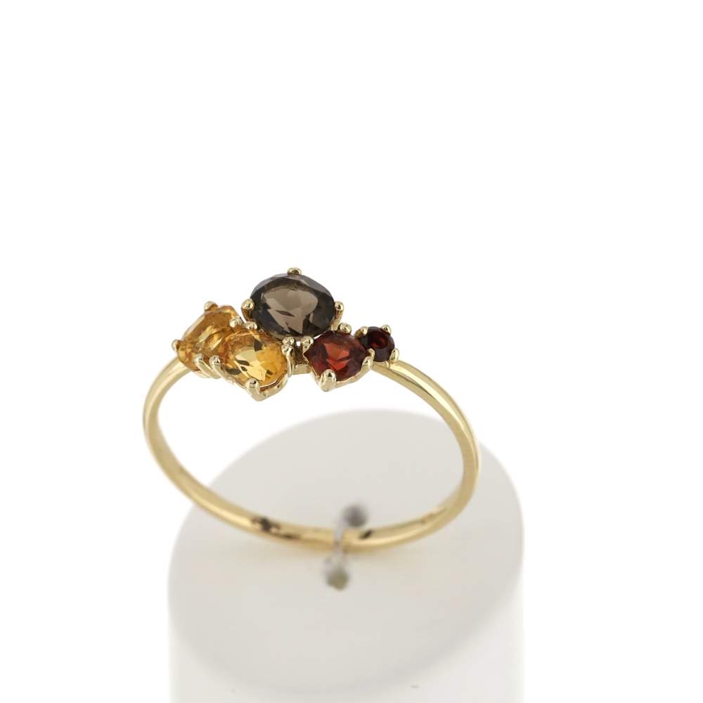 Bague or jaune 375 pierres fines - vue 2