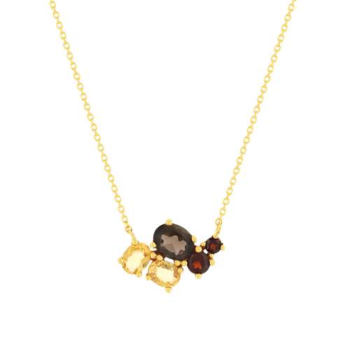 Collier or jaune 375 pierres fines 43 cm