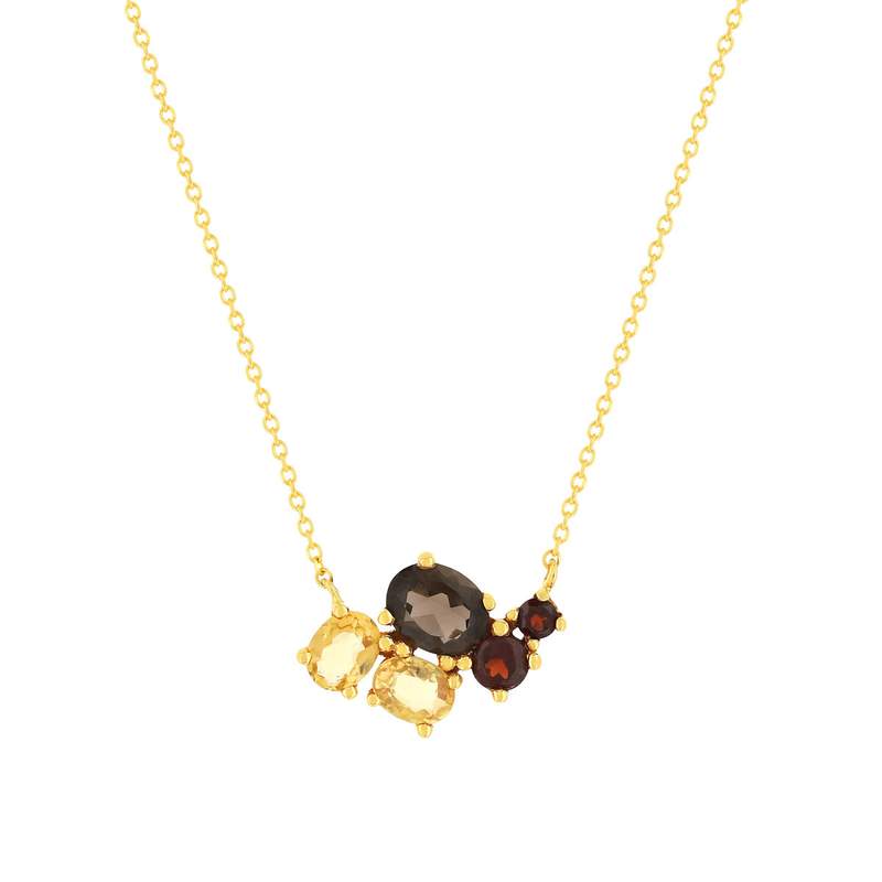 Collier or jaune 375 pierres fines 43 cm - vue 1