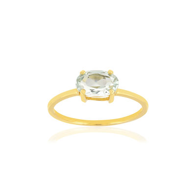 Bague or jaune 375 quartz vert oval - vue 1
