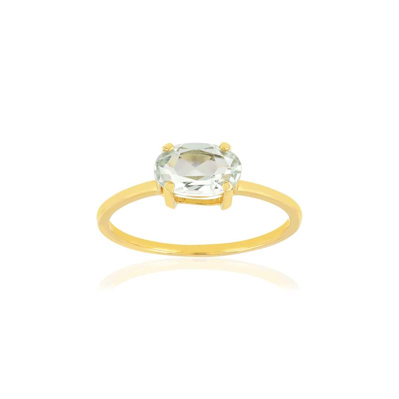 Bague or jaune 375 quartz vert oval - vue 1