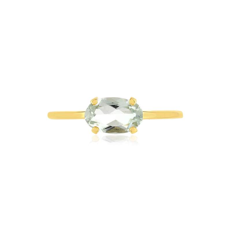 Bague or jaune 375 quartz vert oval - vue 3