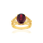 Bague or jaune 375 grenat - vue 1
