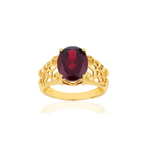 Bague or jaune 375 grenat