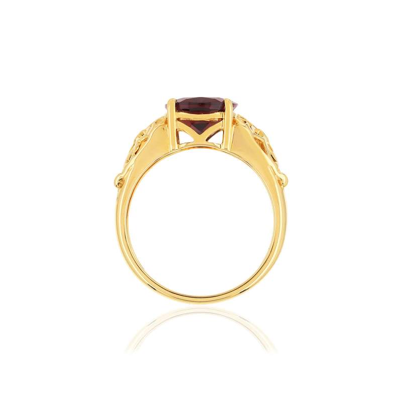 Bague or jaune 375 grenat - vue 2