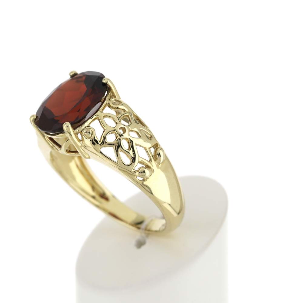 Bague or jaune 375 grenat - vue 4