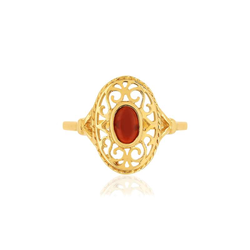 Bague or jaune 375 grenat - vue 3