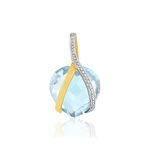 375 two-tone gold pendant with a treated blue topaz in the shape of a heart - view 1