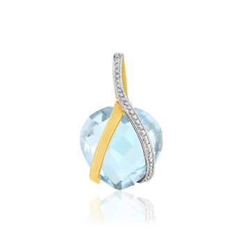 Pendentif or 375 2 tons topaze traitée forme de coeur