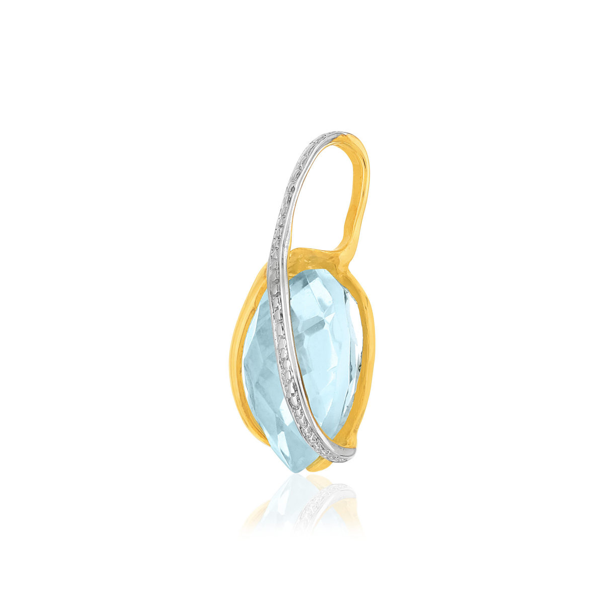 375 gold pendant, two-tone, treated topaz, heart shape - view D1