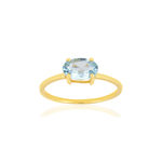 375 Yellow Gold Ring with Oval-Shaped Treated Blue Topaz - View 1