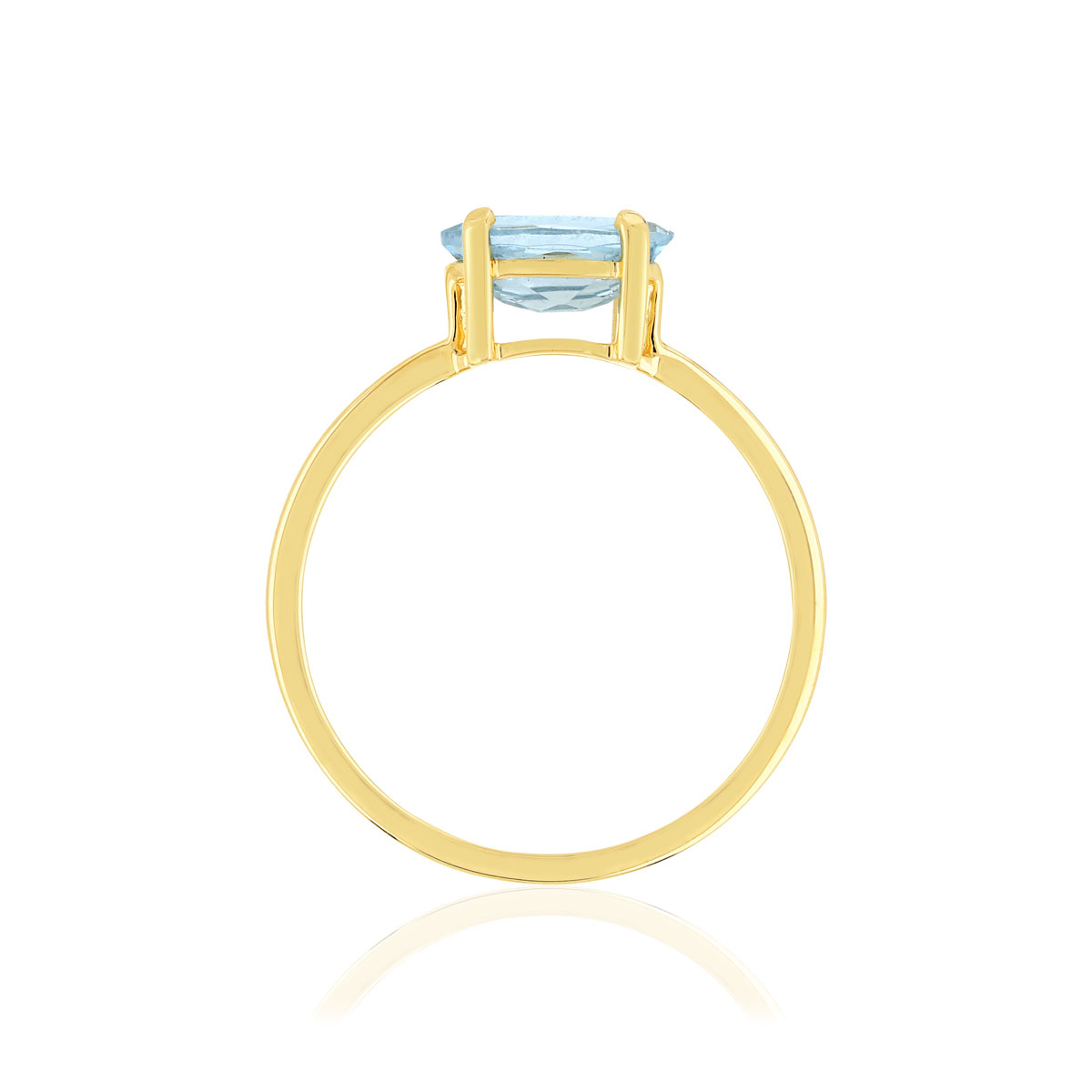 375 Yellow Gold Ring with Oval-Shaped Treated Blue Topaz - View 2