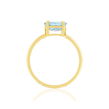 375 Yellow Gold Ring with an Oval-Shaped, Treated Blue Topaz