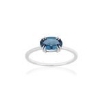 375 White Gold Ring with an Oval-Shaped, Treated London Blue Topaz - View 1