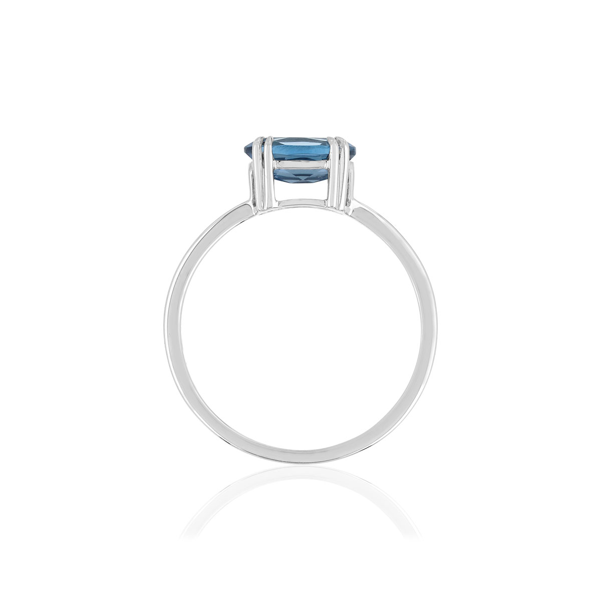 375 White Gold Ring with an Oval-Shaped, Treated London Blue Topaz - View 2