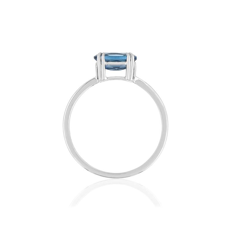 Bague or blanc 375 topaze London Blue traitée ovale - vue 2