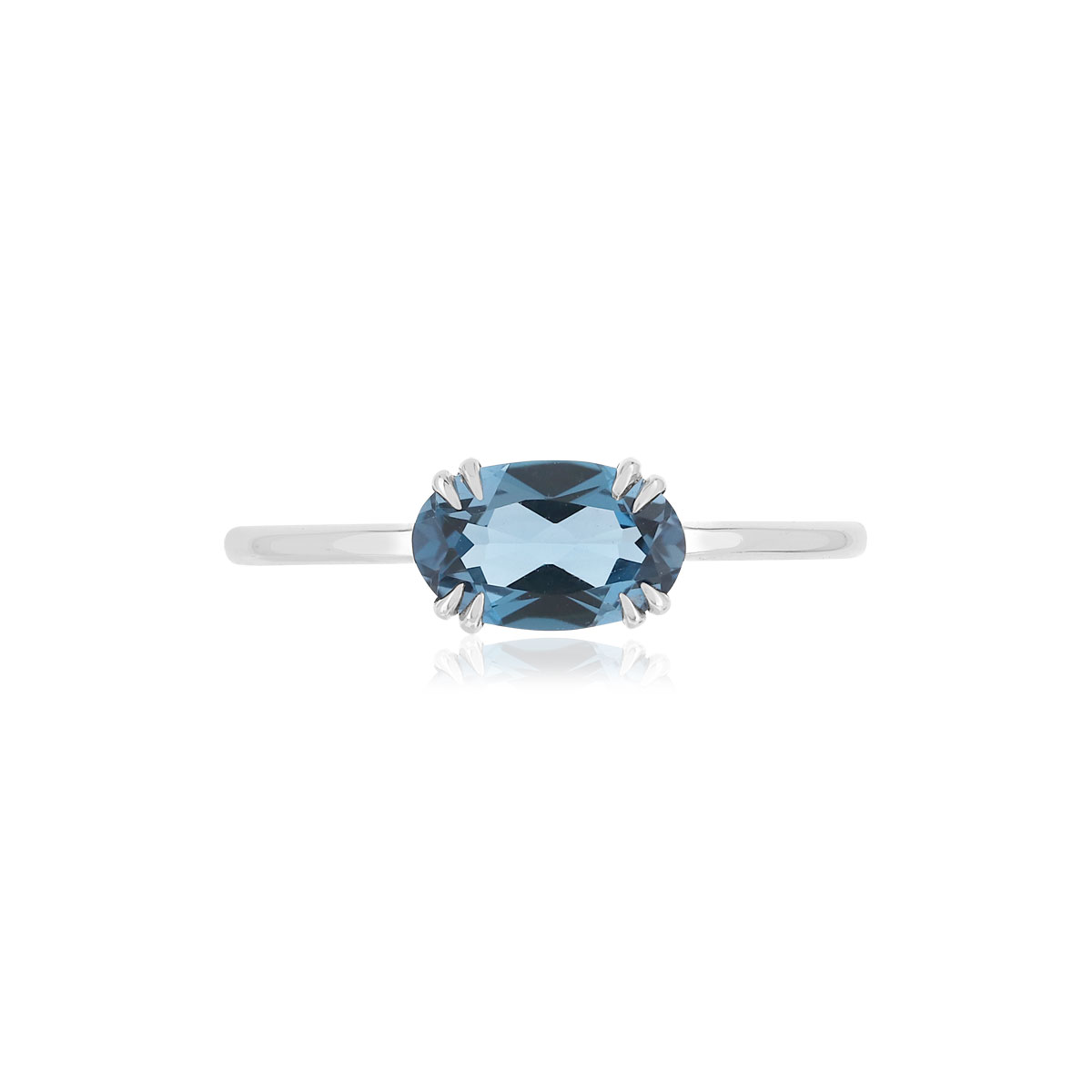 375 White Gold Ring with an Oval-Shaped, Treated London Blue Topaz - View 3