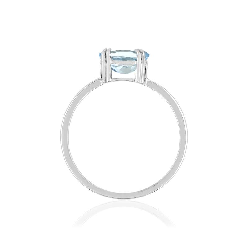 Bague or blanc 375 aigue-marine ovale - vue 2
