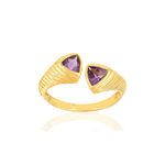 Bague or jaune 375 améthystes taille troidia - vue 1