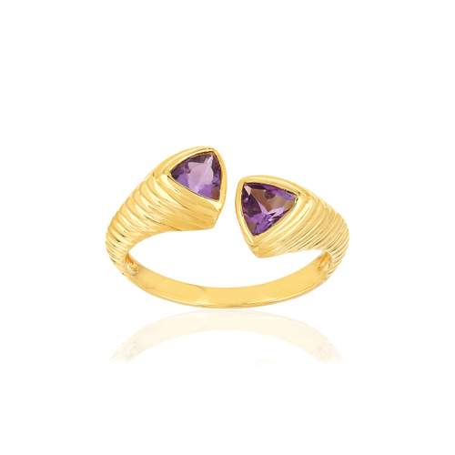 Bague or jaune 375 améthystes taille troidia