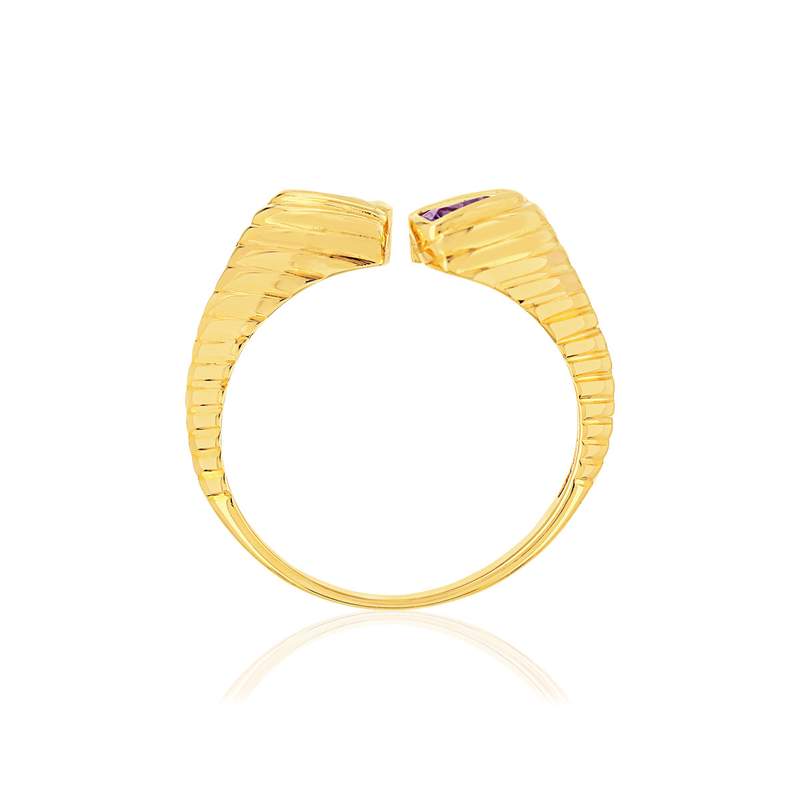 Bague or jaune 375 améthystes taille troidia - vue 2
