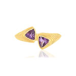 Bague or jaune 375 améthystes taille troidia - vue 3
