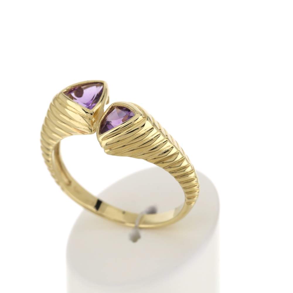 Bague or jaune 375 améthystes taille troidia - vue 3