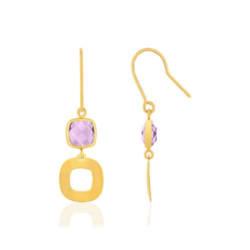 Boucles d'oreilles or jaune 375 amethystes
