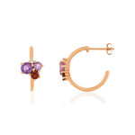 375 rose gold earrings with semi-precious stones and diamonds - view 1