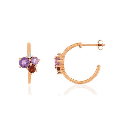 Earrings rose gold 375 stones diamonds