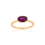 Bague or rose 375 grenat ovale - vue 1