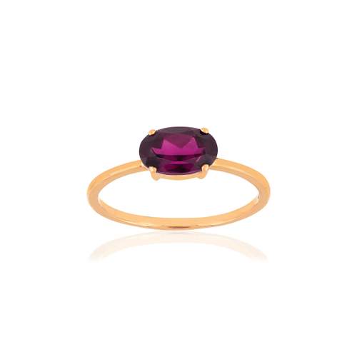 Bague or rose 375 grenat ovale