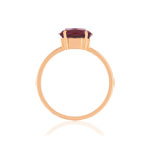 Bague or rose 375 grenat ovale - vue 2