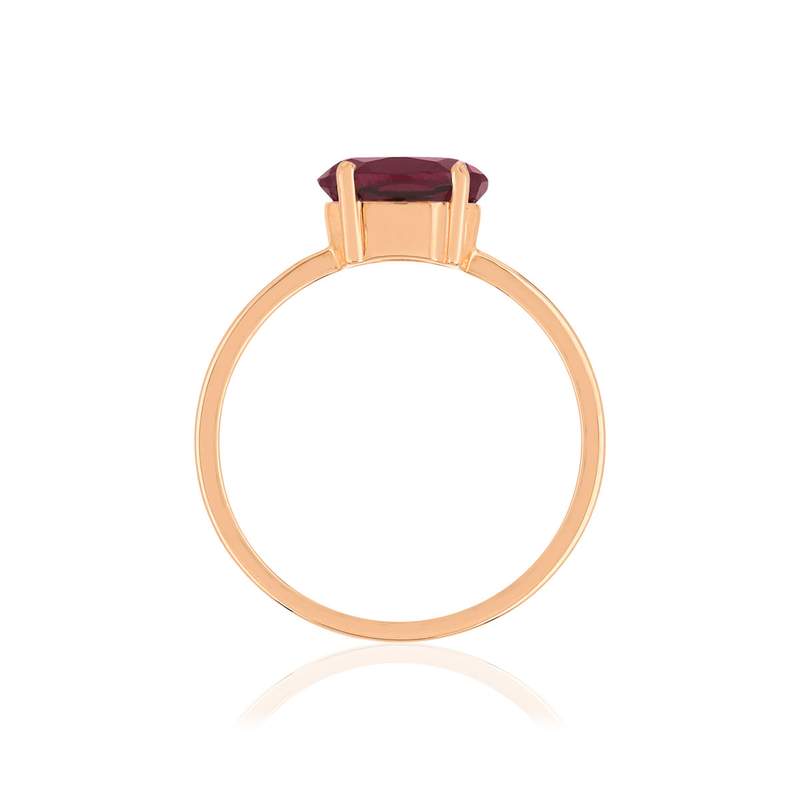Bague or rose 375 grenat ovale - vue 2