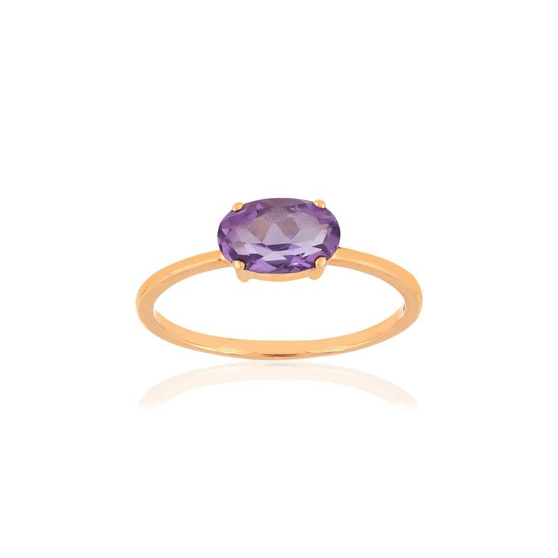 Bague or rose 375 améthyste ovale - vue 1