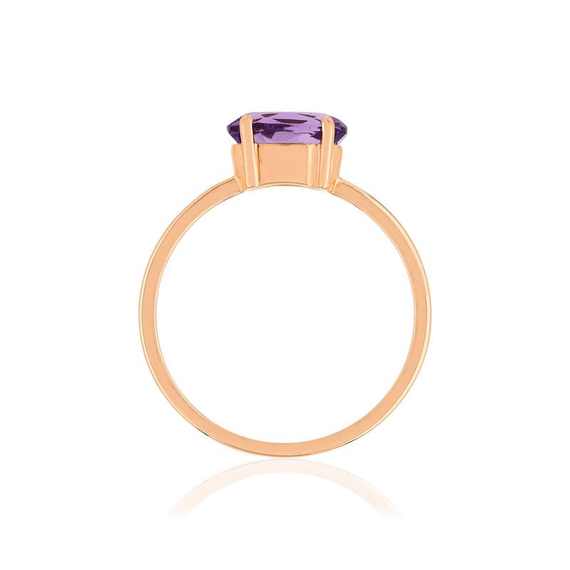 Bague or rose 375 améthyste ovale - vue 2
