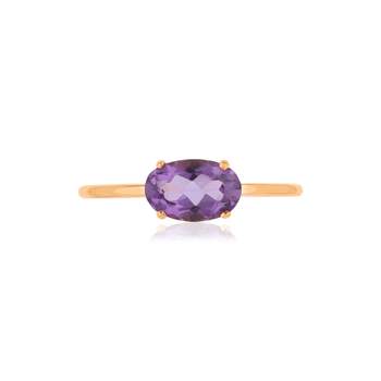 Bague or rose 375 améthyste ovale