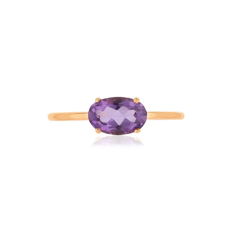 Bague or rose 375 améthyste ovale - vue 3