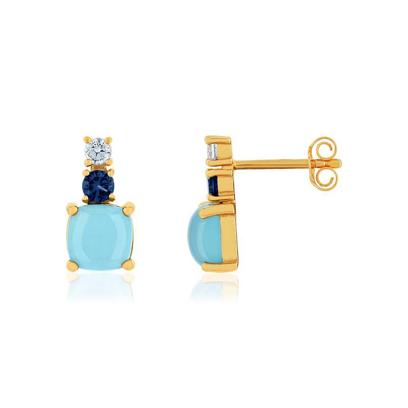 Boucles d'oreilles plaqué or agates zirconias - vue 1